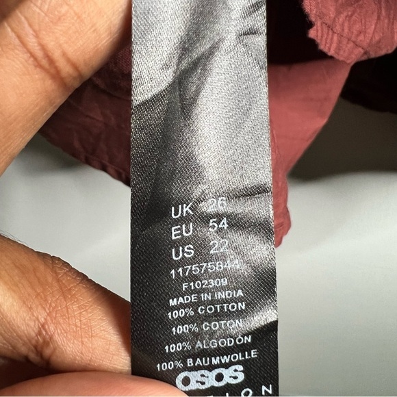 ASOS Curve Crochet Burgundy Smocked Peplum Top Plus Size 22 - Picture 8 of 8